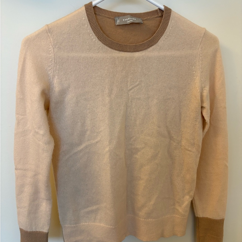Everlane pink and brown two-tone cashmere sweater